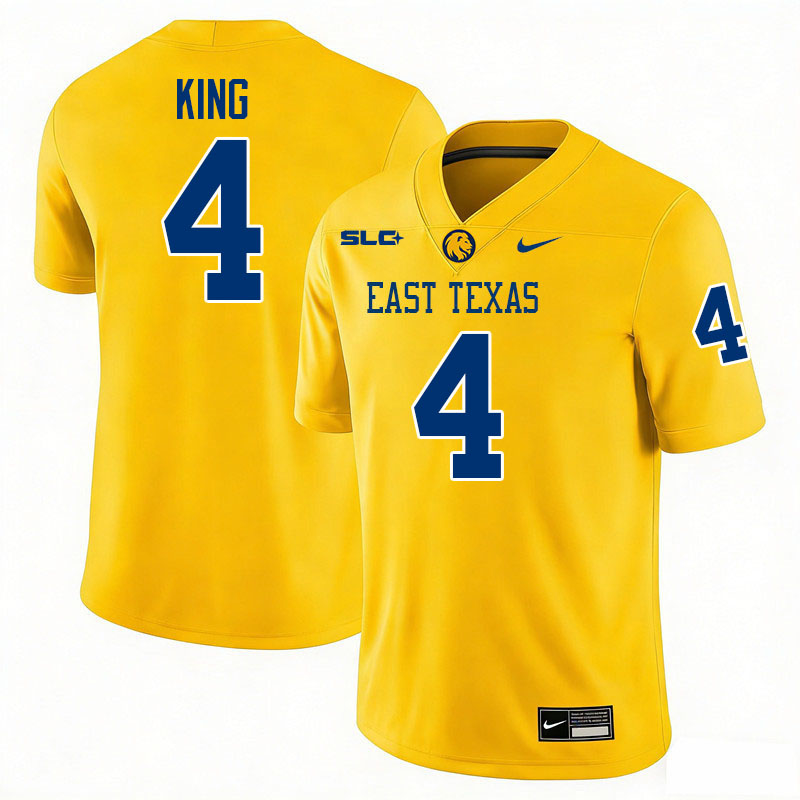 East Texas A&M Lions #4 Koby-Sebasyen King College Football Jerseys,Uniforms-Gold